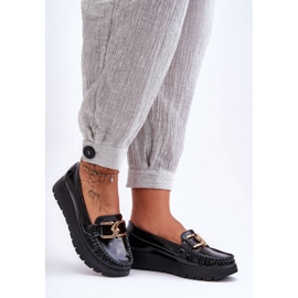 Lemar Mocassins plateforme en cuir noir Desmond avec ornements 2