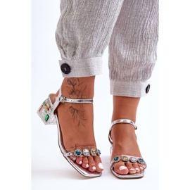 Sandales à Talons Hauts pour Femme avec Cristaux Argent S.Barski MR1037-01 1 Sandales à Talons Hauts pour Femme avec Cristaux Argent S.Barski MR1037-01 1