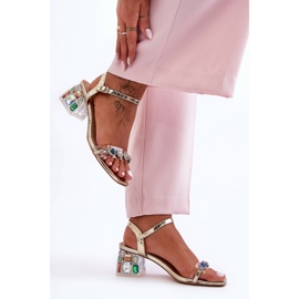 Sandales à Talons Hauts Femme avec Cristaux Doré S.Barski MR1037-01 d'or 1