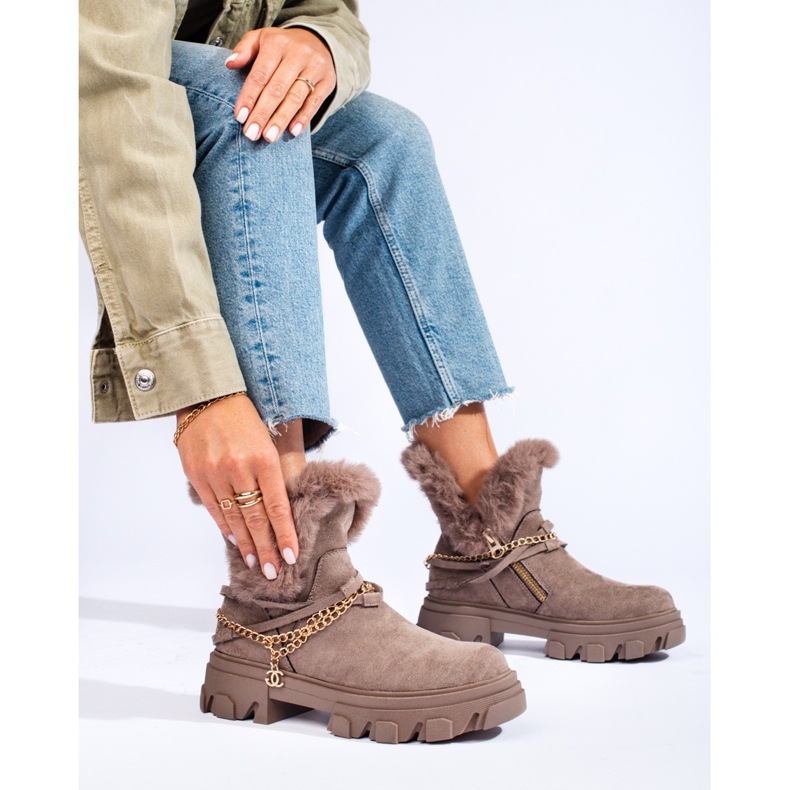 Bottes en daim pour femmes sur la plateforme Shelovet brun 1