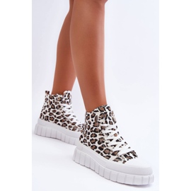 PS1 Baskets Montantes Femme Motif Léopard Blanc Florens blanche 1