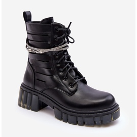 Bottes de travail Rocky noires à la mode avec une sangle décorative 2