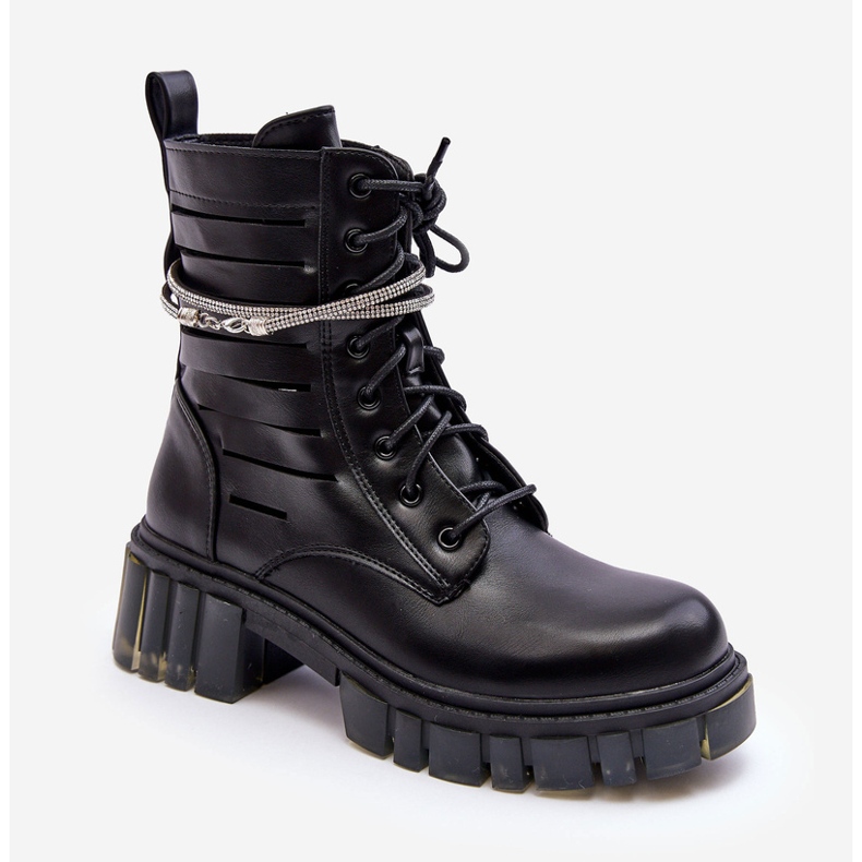 Bottes de travail Rocky noires à la mode avec une sangle décorative 2