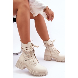 Bottes De Travail À La Mode Avec Une Bande Décorative Beige Rocky 6