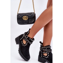 Bottes en daim pour femmes avec clous décoratifs Black Bella le noir 4