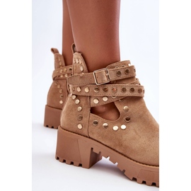 Bella Bottes en daim pour femmes avec clous décoratifs Beige 6
