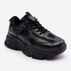 PG1 Baskets à plateforme épaisses pour femmes Noir Agnenia le noir 2