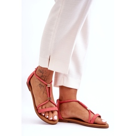 C'M Paris Sandales plates à glissière corail pour femmes rouge 2 C'M Paris Sandales plates à glissière corail pour femmes rouge 2