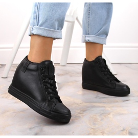 Baskets compensées femme isolées noir Big Star MM274001 le noir 2
