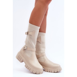 Bottes Chaussettes Femme Beige Abroze 2