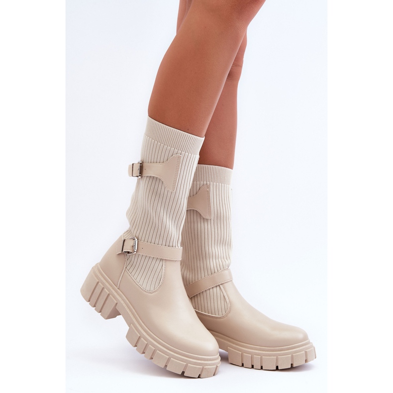 Bottes Chaussettes Femme Beige Abroze 2 Bottes Chaussettes Femme Beige Abroze 2
