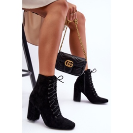 Bottes à talon en daim pour femmes noires Saolio le noir 7