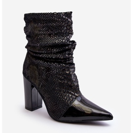 Bottes à Talons Hauts Serpent Froissé Noir Casima le noir 1