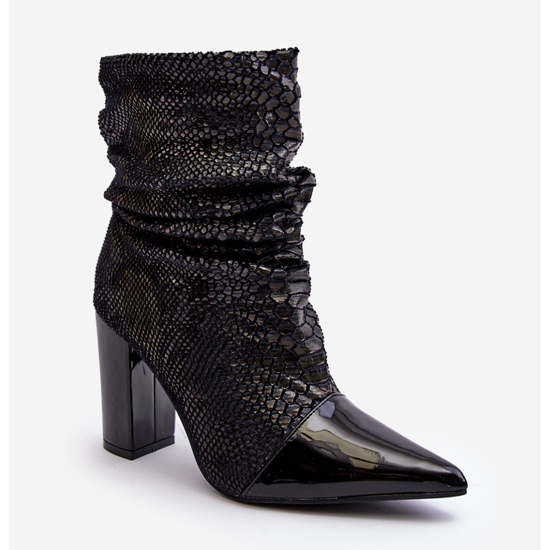 Bottes à Talons Hauts Serpent Froissé Noir Casima le noir 1 Bottes à Talons Hauts Serpent Froissé Noir Casima le noir 1