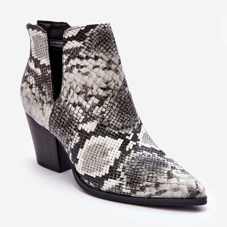Bottines Serpent Découpées Femme Noir Et Blanc Caderina 1