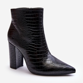 Bottes Sur Un Talon Motif Serpent Noir Daldala 1