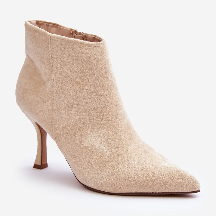 Bottes à Talons Hauts en Daim pour Femme Beige Clair Merisa 2