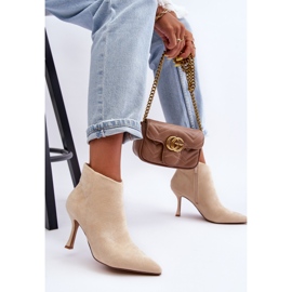 Bottes à Talons Hauts en Daim pour Femme Beige Clair Merisa 5