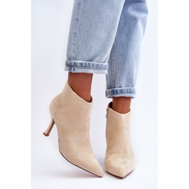 Bottes à Talons Hauts en Daim pour Femme Beige Clair Merisa 7