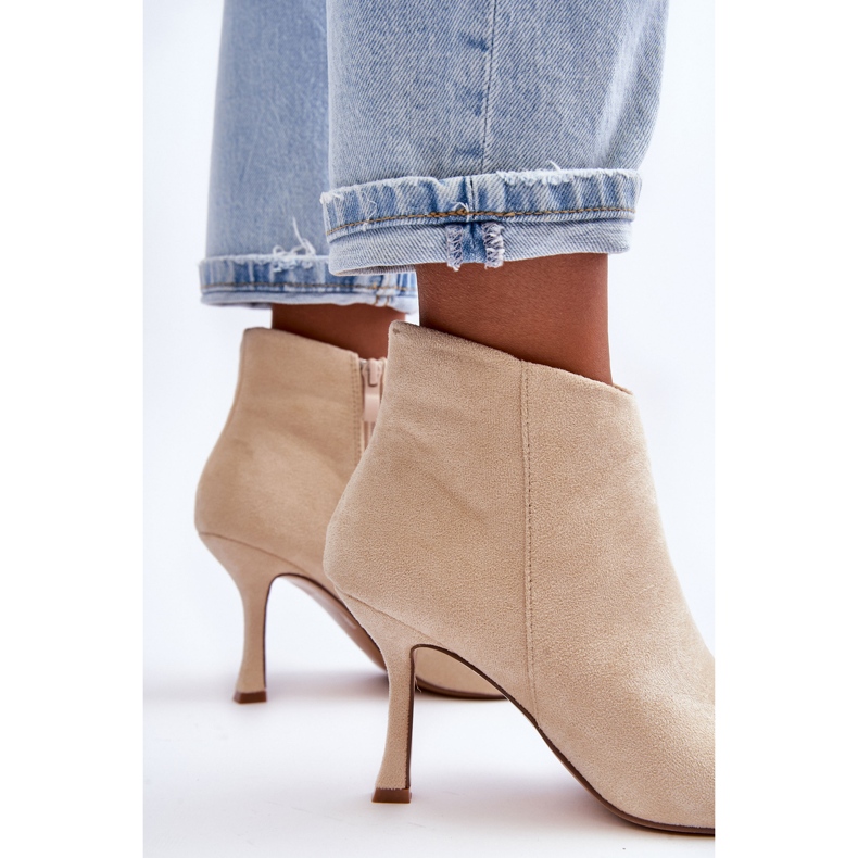 Bottes à Talons Hauts en Daim pour Femme Beige Clair Merisa 1