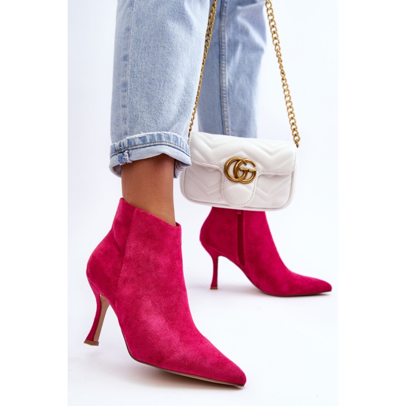 WS1 Bottes à talons hauts en daim fuchsia Merisa pour femmes rose 1