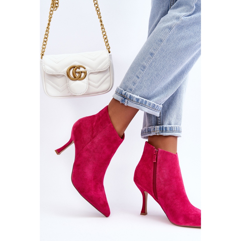 WS1 Bottes à talons hauts en daim fuchsia Merisa pour femmes rose 2