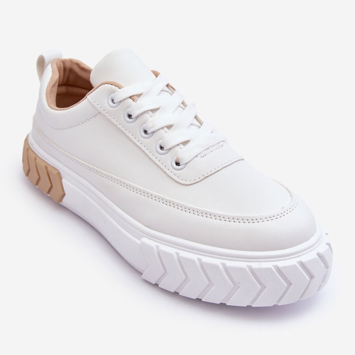 PG1 Baskets Plateformes Classiques Blanches Et Beiges Nannzie 1