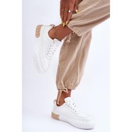 PG1 Baskets Plateformes Classiques Blanches Et Beiges Nannzie 5
