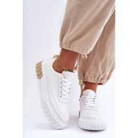 PG1 Baskets Plateformes Classiques Blanches Et Beiges Nannzie 4
