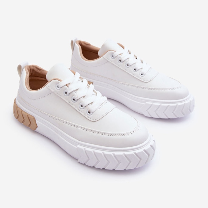 PG1 Baskets Plateformes Classiques Blanches Et Beiges Nannzie 2