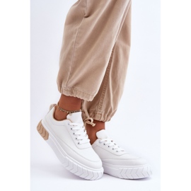 PG1 Baskets Plateformes Classiques Blanches Et Beiges Nannzie 3