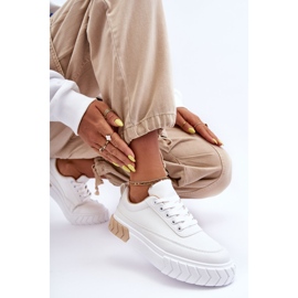 PG1 Baskets Plateformes Classiques Blanches Et Beiges Nannzie 7