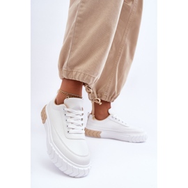 PG1 Baskets Plateformes Classiques Blanches Et Beiges Nannzie 8