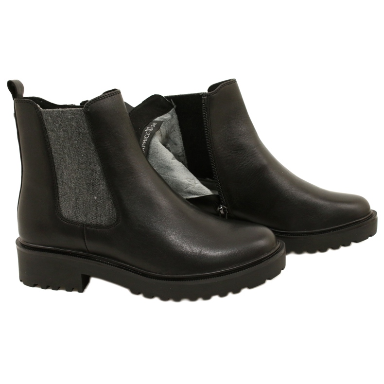 Bottes en cuir pour femmes sur le bas plus épais Caprice 9-25419-41 022 noir 5