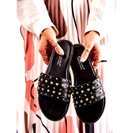 S.Barski Chaussons Femme En Cuir Avec Ornement Noir le noir 3