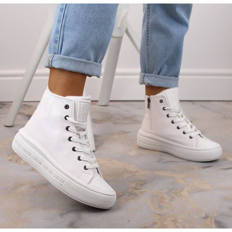 Baskets isolées à lacets Big Star W INT1902A blanc blanche 2