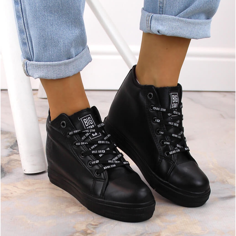 Baskets Wedge femme noires Big Star EE274127 1