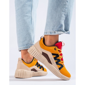 Baskets Big Star femme KK274061 beige brun rouge jaune 3
