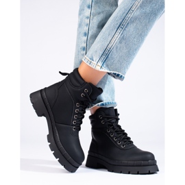 Bottines à lacets Shelovet noires pour femme 1