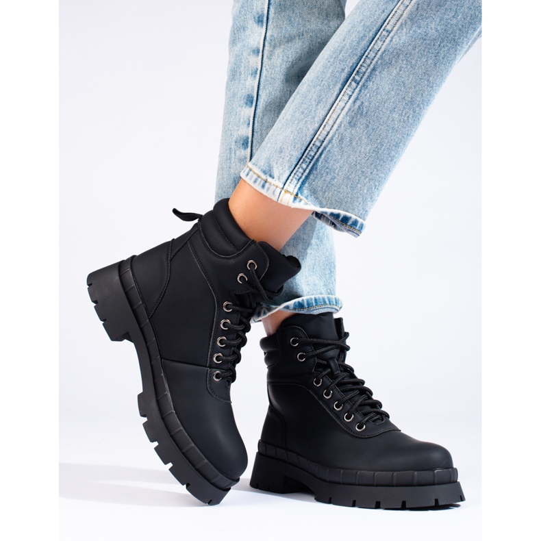 Bottines à lacets Shelovet noires pour femme 1