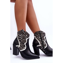 Santiags Serpent Femme Noir Et Blanc Leara le noir 2