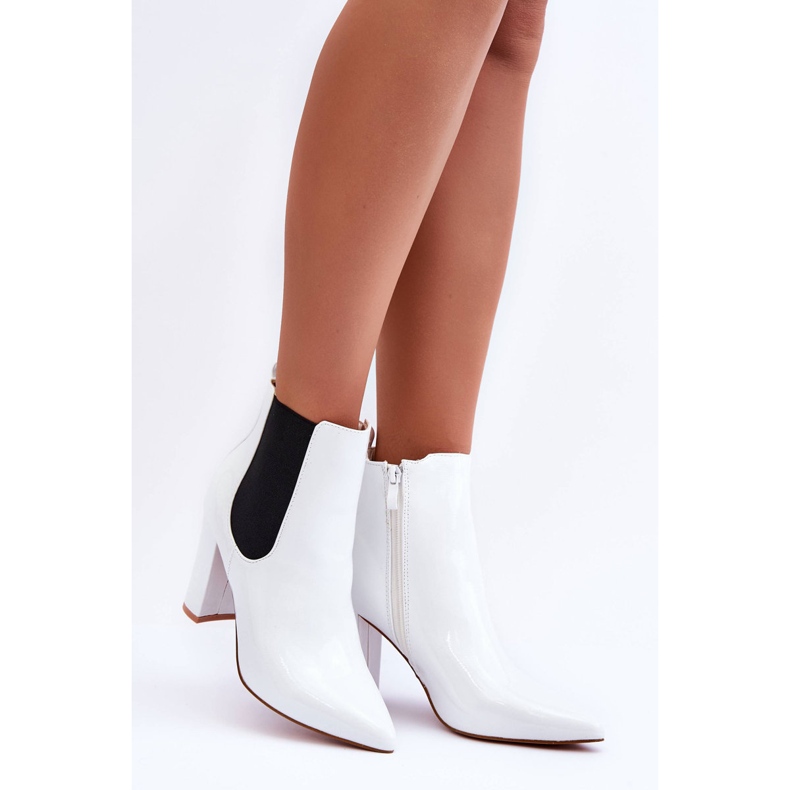Bottes Laquées Sur Un Talon Blanc Evita blanche 1