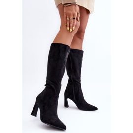 Bottes à talons en daim noires le noir 2