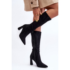 Bottes à talons en daim noires le noir 3