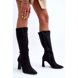 Bottes à talons en daim noires le noir 4