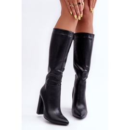 Elégant Talons Hauts En Cuir Noir Eudonice 2