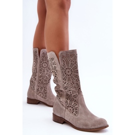 Lewski Shoes Bottes Daim Ajourées Gauche 3366/2 Cappucino beige 4