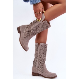 Lewski Shoes Bottes Daim Ajourées Gauche 3366/2 Cappucino beige 3