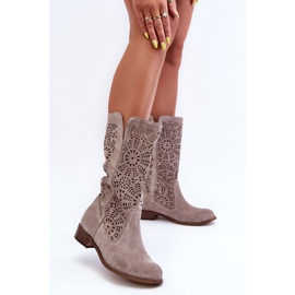 Lewski Shoes Bottes Daim Ajourées Gauche 3366/2 Cappucino beige 2