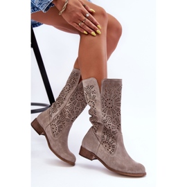 Lewski Shoes Bottes Daim Ajourées Gauche 3366/2 Cappucino beige 5